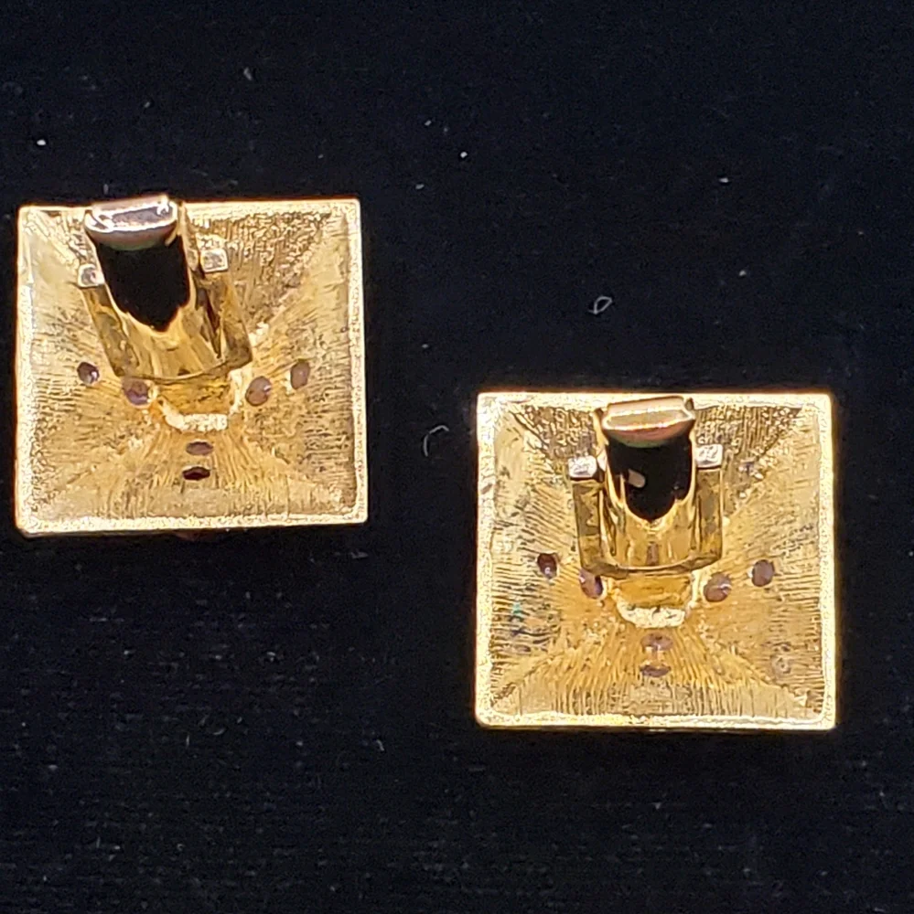 MCM Sterling Purple Cat's Eye Domed Cufflinks Elegant Gold Plated 1960's 70's